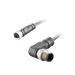 Sensor-Actuator Cordset, Double-ended, M8 A-code 4-pin Straight Female, to M12 A-code 4-pin Angled Male, with PVC grey jacket 0.25mm² (24 AWG) cable, 1 m