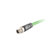 Ethernet Cordset, Single-ended, M12 X-code 8-pin Straight Male,With PVC green jacket 2 × 2 × 4 ×0.14 mm²(26 AWG) Cable,0.5 m