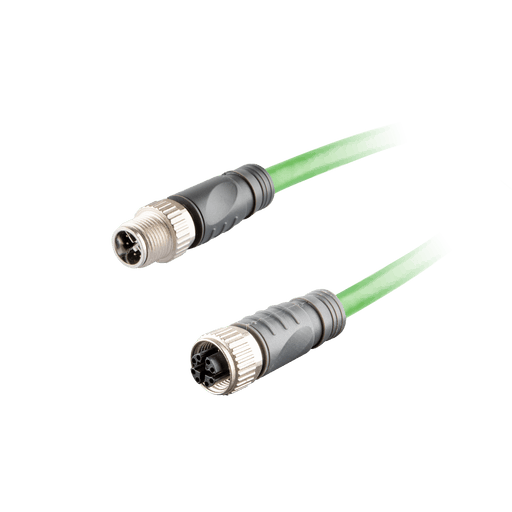 Ethernet Cordset,Double-ended, M12 X-code 8-pin Straight Male,to M12 X-code 8-pin Straight Female,With TPE teal jacket 2 × 2 × 4 ×0.14 mm²(26 AWG) 5 million bending cycles Cable,3m