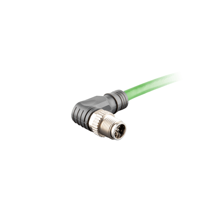 Ethernet Cordset, Single-ended, M12 X-code 8-pin Angled Male,With PUR black jacket 2 × 2 × 4 ×0.14 mm²(26 AWG) Cable,8 m