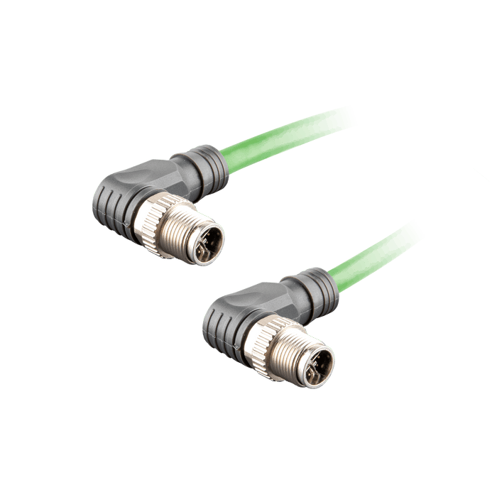 Ethernet Cordset,Double-ended, M12 X-code 8-pin Angled Male,to M12 X-code 8-pin Angled Male,With TPE teal jacket 2 × 2 × 4 ×0.14 mm²(26 AWG) 5 million bending cycles Cable,9m