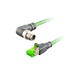 Ethernet Cordset,Double-ended, M12 D-code 4-pin Angled Female,to RJ45 4-pin Straight Male,With PUR green jacket 2 × 2 × 4 ×0.14 mm²(26 AWG) 5 million bending cycles Cable,6 m