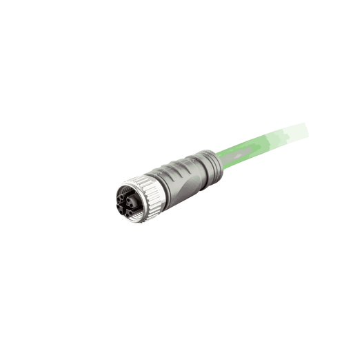 Ethernet Cordset, Single-ended, M12 X-code 8-pin Straight Female,With PVC green jacket 2 × 2 × 4 ×0.14 mm²(26 AWG) Cable,7 m