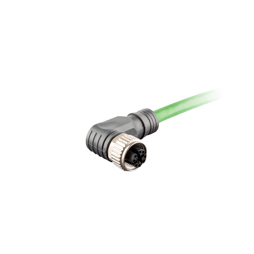 Ethernet Cordset, Single-ended, M12 X-code 8-pin Angled Female,With TPE teal jacket 2 × 2 × 4 ×0.14 mm²(26 AWG) 5 million bending cycles Cable,3 m