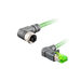 Ethernet Cordset,Double-ended, M12 X-code 8-pin Angled Female,to RJ45 8-pin Angled Male,With PUR green jacket 2 × 2 × 4 ×0.14 mm²(26 AWG) 5 million bending cycles Cable,4m