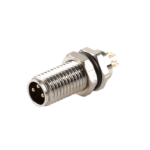 Flange-Mount Bulkhead Connector, without cable, M8 A-code 3-pin Straight Male, M8 Hole dimension, Rear mount
