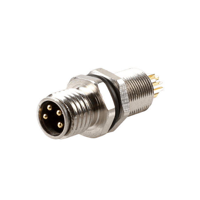 Flange-Mount Bulkhead Connector, without cable, M8 A-code 4-pin Straight Male, M8 Hole dimension, Front mount