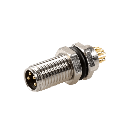 Flange-Mount Bulkhead Connector, without cable, M8 A-code 4-pin Straight Male, M8 Hole dimension, Rear mount