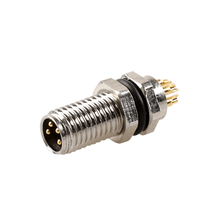 Flange-Mount Bulkhead Connector, without cable, M8 A-code 4-pin Straight Male, M8 Hole dimension, Rear mount