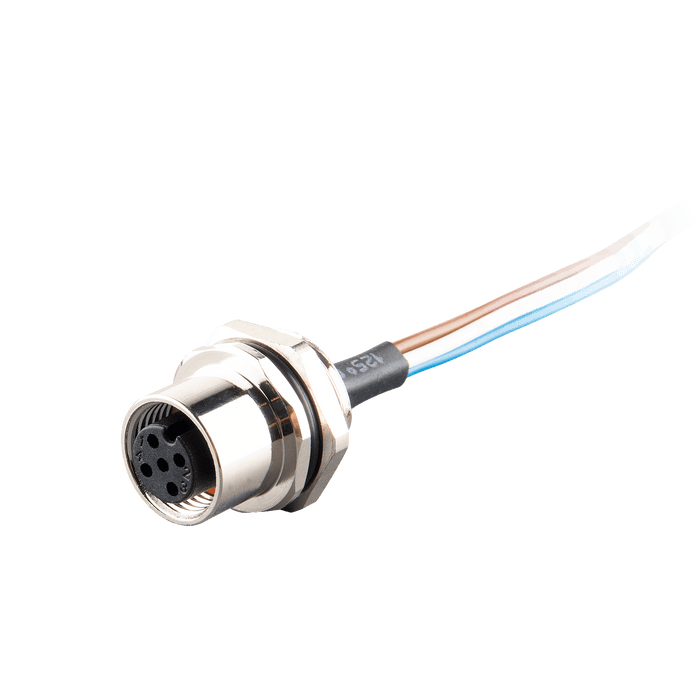 Flange-Mount Bulkhead Connector, with cable, M12 A-code 4-pin Straight Female, M16 Hole dimension, Front mount, with PVC Cable, 2 m