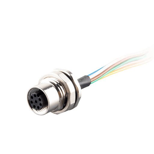 Flange-Mount Bulkhead Connector, without cable, M12 A-code 8-pin Straight Female, M16 Hole dimension, Rear mount