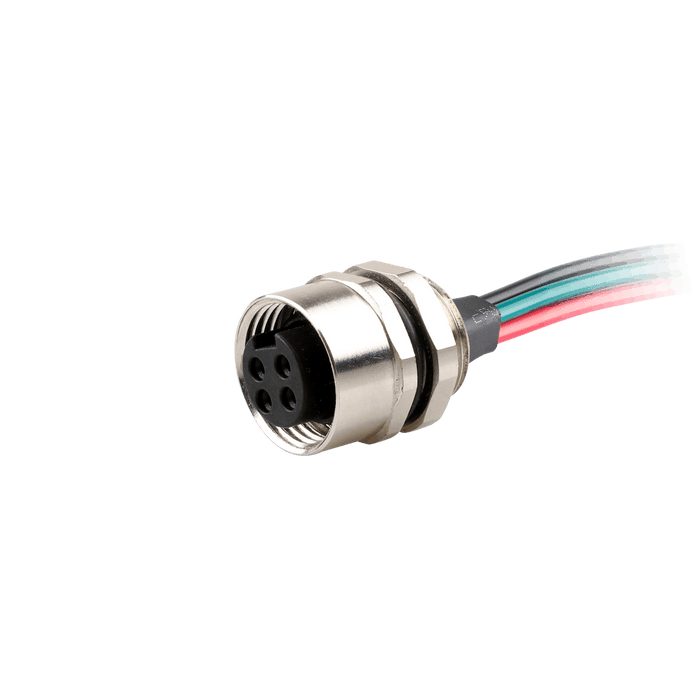Flange-Mount Bulkhead Connector, without cable, 7/8"  4-pin Straight Female, M20 Hole dimension, Front mount, with PVC Cable, 0.5 m