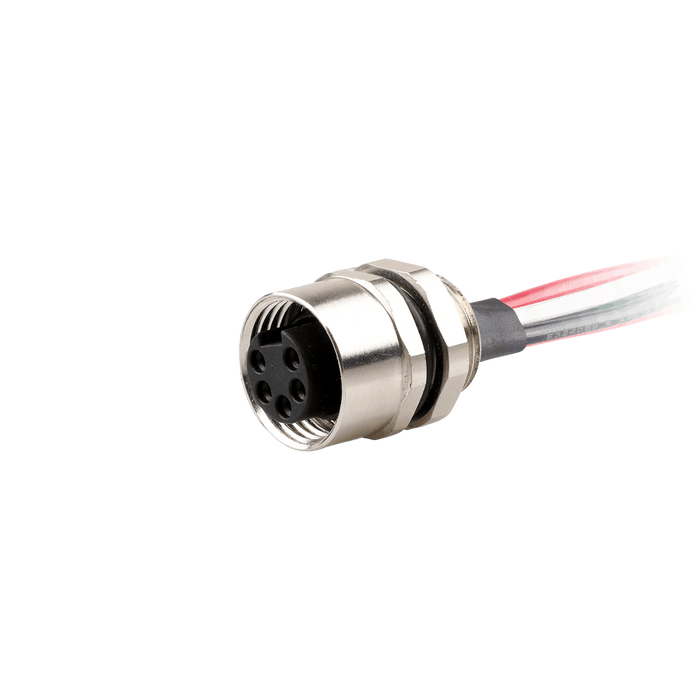 Flange-Mount Bulkhead Connector, with cable, 7/8"  5-pin Straight Female, M20 Hole dimension, Front mount, with PVC Cable, 2 m