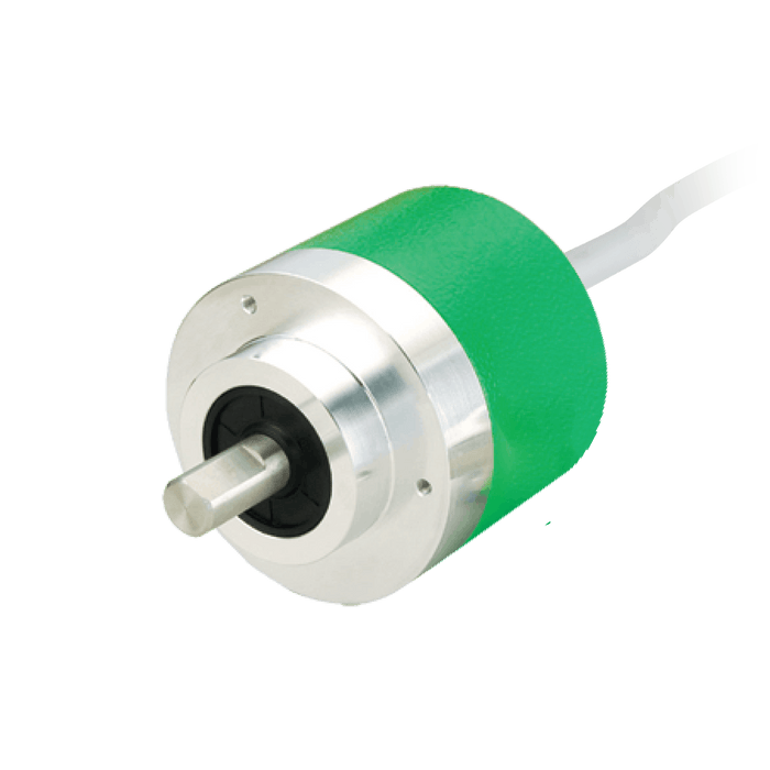 Absolute Singleturn Encoder, EAC58-EU Series, φ36 mm Clamping flange, Shaft Diameter 10g6 mm, Supply Voltage 10...30 VDC, Parallel Interface, NPN OC Negative, Gray, Axial, Cable 1.5 m, Resoluteion 256