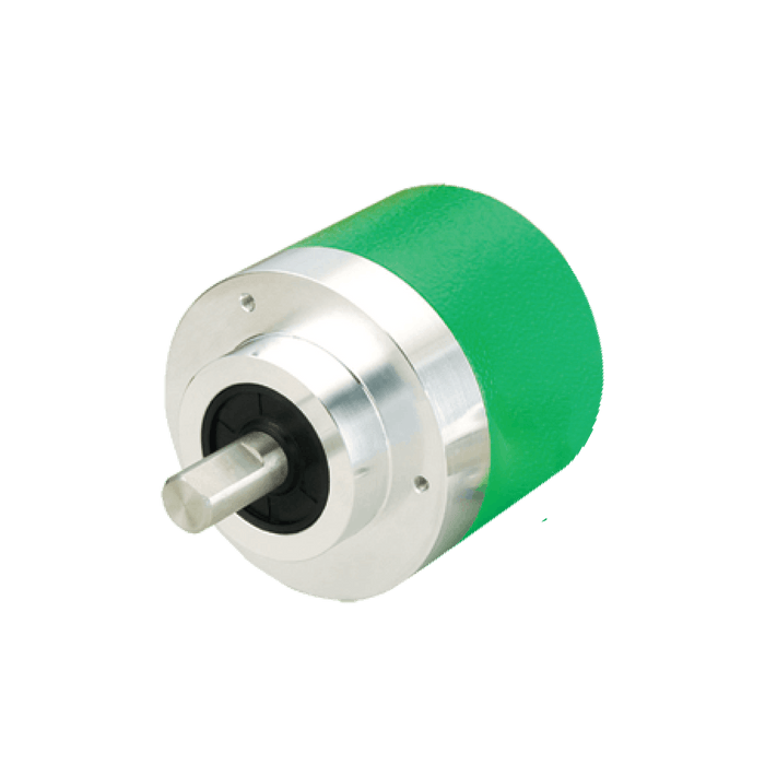Absolute Singleturn Encoder, EAC58-EU Series, φ36 mm Clamping flange, Shaft Diameter 10g6 mm, Supply Voltage 10...30 VDC, Parallel Interface, NPN OC Negative, Gray, Axial, M23 17Pin, Resoluteion 256