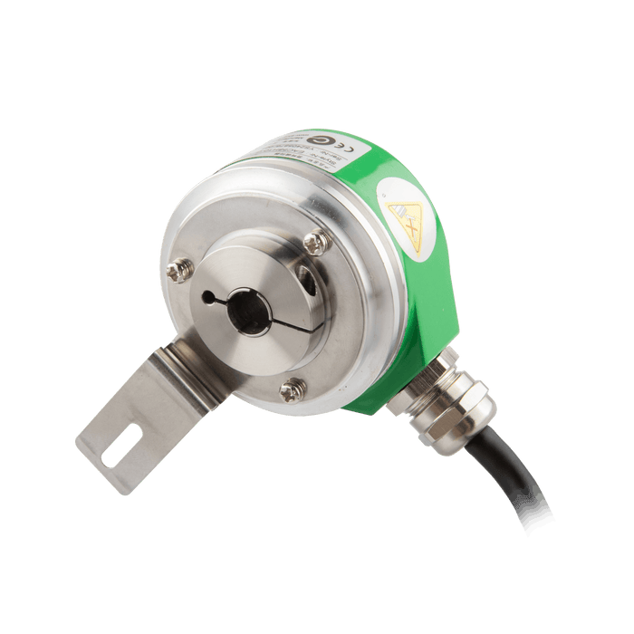 Absolute Singleturn Encoder, EAC58-EU Series, Tether arm, Hollow shaft Diameter 12H7 mm, Supply Voltage 10...30 VDC, SSI Interface, Binary, Radial, Cable 1.5 m, Resoluteion 8192