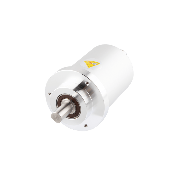 Absolute multiturn magnetic encoder, Series EAM58-PNOM, 36 mm clamping flange, Shaft length 20 mm, Shaft 10g6 mm, 10...30 VDC, PROFINET IO interface, Axial, 3x M12 connectors, Resoluteion 4096/8192