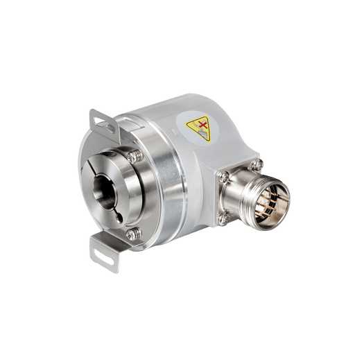 Absolute multiturn Encoder, EAM58-EU Series, Double-winged spring installation, Hollow Shaft Diameter 10H7 mm, Supply Voltage 10...30 VDC, SSI Interface, Binary, Radial, M23 12Pin, Resoluteion 4096/8192