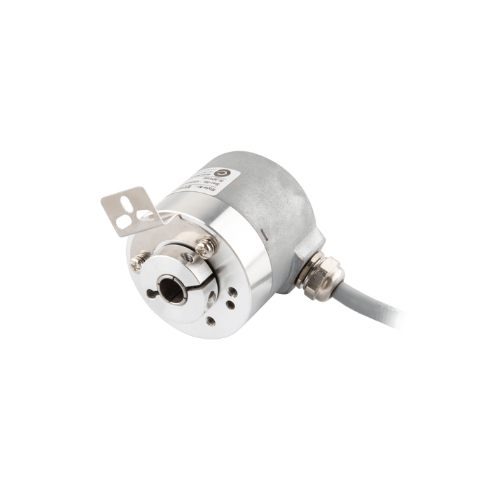 Hollow shaft incremental encoder, Topydic Series EV40, Single wing fixing flange, Shaft 8H7 mm, 10...30 VDC, Output Push-pull(with inverted signal), Cable 2 m, Resoluteion 1000