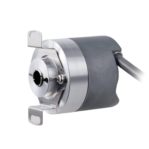 Hollow shaft incremental encoder, Topydic Series EV40, Double wing fixing flange, Hollow Shaft Diameter 8H7 mm, 10...30 VDC, Output Push-pull(with inverted signal), Side prewired cable 0.5 m, Resoluteion 2048