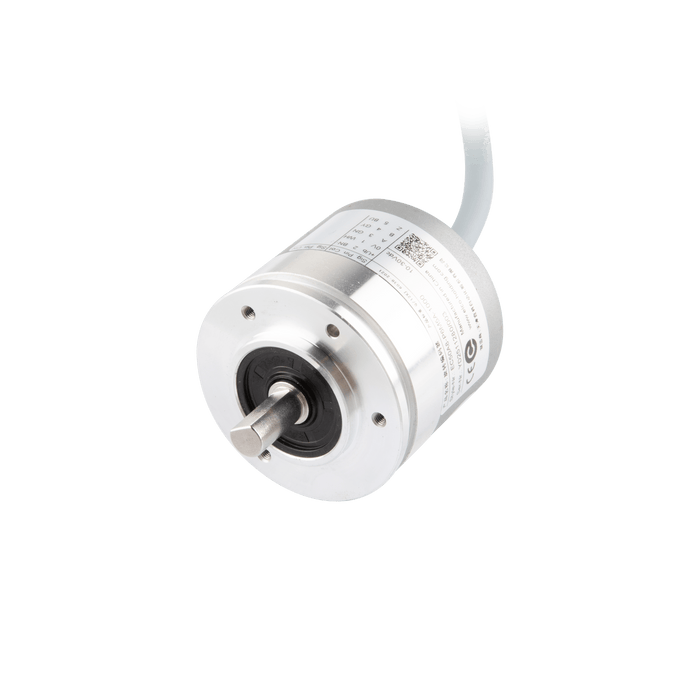 Shaft incremental encoder, EV50 Series, φ50.8 mm Synchro flange, Shaft Diameter 6g6 mm, Supply Voltage 10...30 VDC, Output Push-Pull(with inverted signal), Axial, Cable 1.5 m, Resoluteion 100