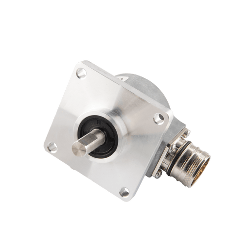 Shaft incremental encoder, EV50 Series, φ63.5 mm Square flange, Shaft Diameter 9.52g6 mm, Supply Voltage 10...30 VDC, Output Push-pull(with inverted signal), Radial, M23 12Pin, Resoluteion 1000
