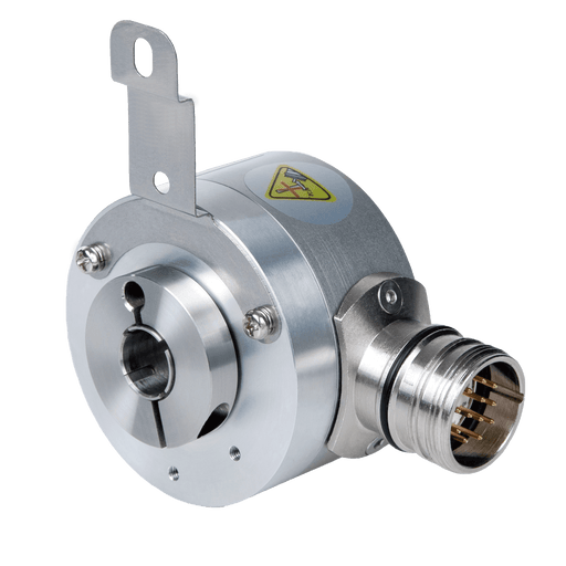 Hollow Shaft incremental encoder, EV58 Series, With fixing sheet, Hollow Shaft Diameter 12H7 mm, Supply Voltage 10...30 VDC, Output TTL(with inverted signal), Radial, M23 12Pin, Resoluteion 5000