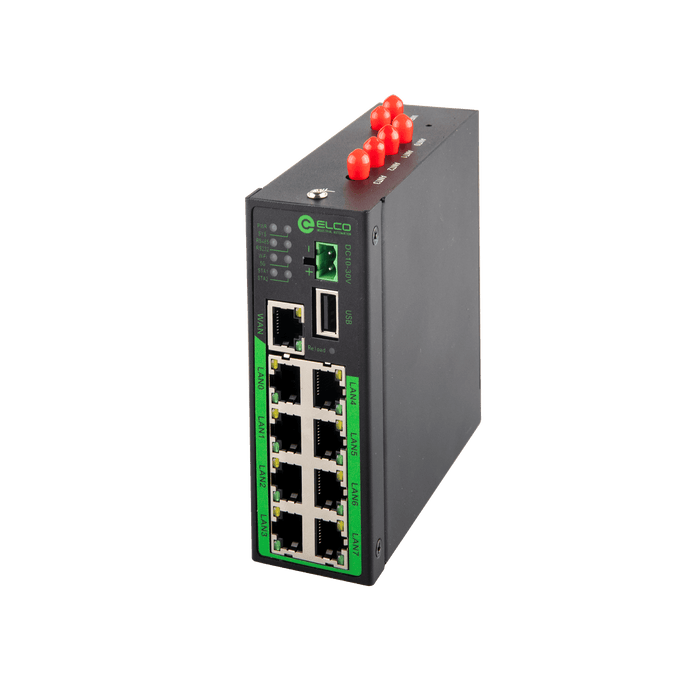 Industrial Wireless Routers, EDGE-R series, Client mode/AP mode, Support WiFi5, WiFi6 program optional, Multi-Gigabit network port design (1WAN+8LAN mode, 9LAN mode), RS-232/RS-485 (DB9 interface), Optional high gain antenna, Built-in watchdog, Metal casing, wide temperature range design, Supports DIN-rail mounting, Suitable for AGV and other roaming performance requirement scenarios.