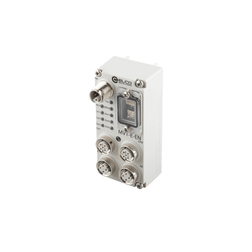Pneumatic Interface, Multi-protocol Integrated Io-link Expansion Port for Pneumatic Manifold, 48 Outputs, M12 Connector, L-CODE power interface, 5-pole, Male, Two IO-Link interface, Class-A, 5 pin, Female, A-CODE, Two D-CODE bus interfaces, 4-pole, Female, The three protocols are Profinet, CC-Link IEFB, Ethernet/IP.
