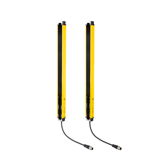 SE4 safety light curtain, Type 4, Optical synchronization, Automatic reset, Output type PNP/NPN, Resolution 50 mm, Protective height 300 mm, Operating range 16 m, Cable 0.3 m with M12 connector plug.