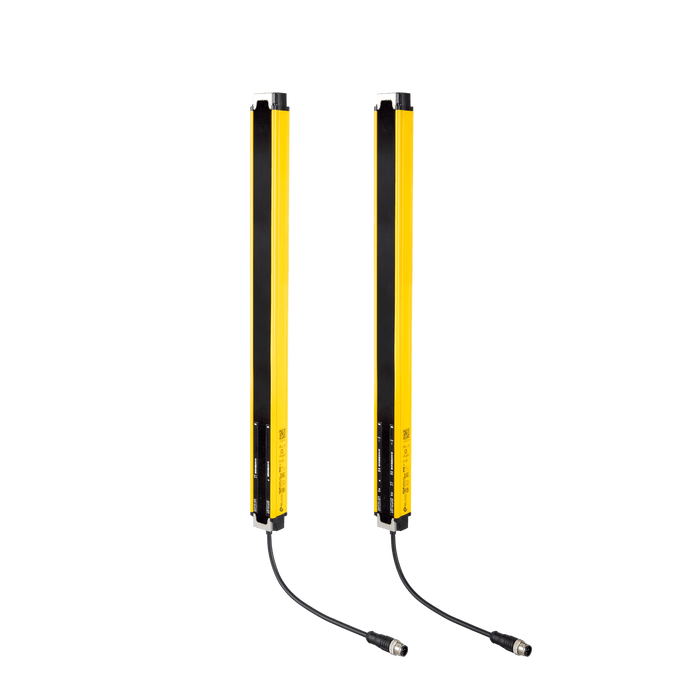 SE4 safety light curtain, Type 4, Optical synchronization, Automatic reset, Output type PNP/NPN, Resolution 50 mm, Protective height 1350 mm, Operating range 10 m, Cable 0.3 m with M12 connector plug.