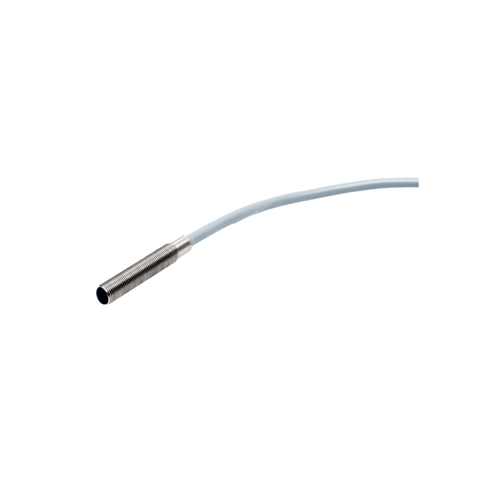 Inductive Sensor, Threaded cylindrical housing  M05, Switching distance 1.5 mm, Flush, IP68, -25…70 °C, PNP NC, Cable 2 m