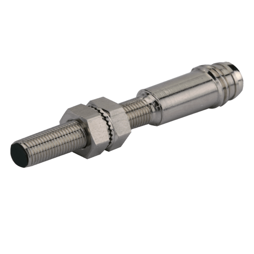 Inductive Sensor, Threaded cylindrical housing  M05, Switching distance 1.5 mm, Flush, IP68, -25…70 °C, NPN NO, M8 connector