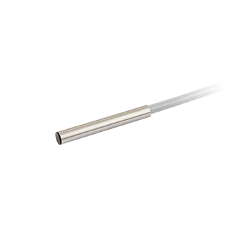 Inductive Sensor, Metal smooth cylindrical housing  d = 4 mm, Switching distance 1 mm, Flush, IP67, -25…70 °C, NPN NC, Cable 2 m