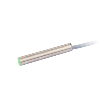 Inductive Sensor, Metal smooth cylindrical housing  d = 6.5 mm, Switching distance 1.5 mm, Flush, IP67, -25…70 °C, PNP NO, Cable 2 m