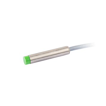 Inductive Sensor, Metal smooth cylindrical housing  d = 6.5 mm, Switching distance 2 mm, Non-flush, IP67, -25…70 °C, PNP NC, Cable 2 m