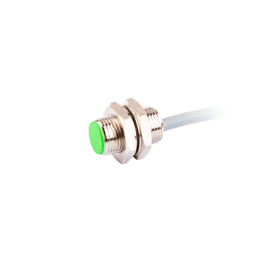 Inductive Sensor, Short threaded cylindrical housing  M12, Switching distance 2 mm, Flush, IP67, -25…70 °C, PNP NC, Cable 2 m
