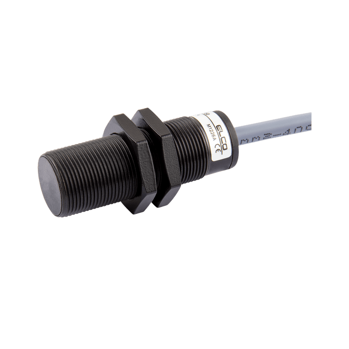 Inductive Sensor, Threaded cylindrical housing  M18, PTFE anti interference series , Switching distance 8 mm, Flush, IP67, -25…70 °C, NPN NO, Cable 2 m