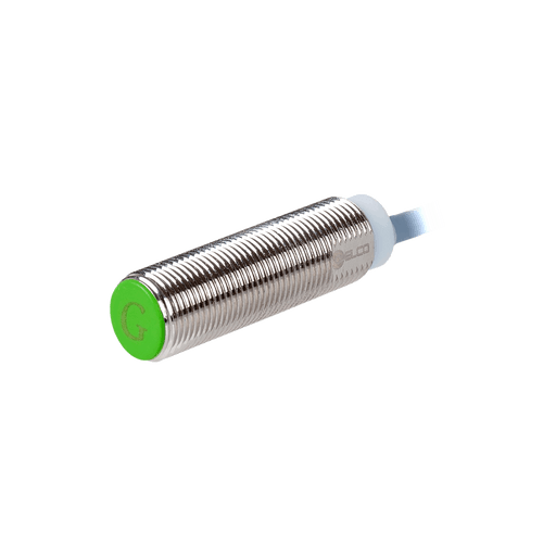 Inductive Sensor, Threaded cylindrical stainless steel housing M12, Switching distance 4 mm, Flush, IP68, -40…85 °C, PNP NC, Cable PUR 2 m
