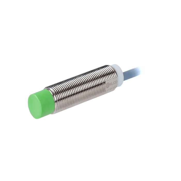 Inductive Sensor, Threaded cylindrical stainless steel housing M12, Switching distance 6 mm, Non-flush, IP68, -40…85 °C, PNP NC, Cable PUR 2 m
