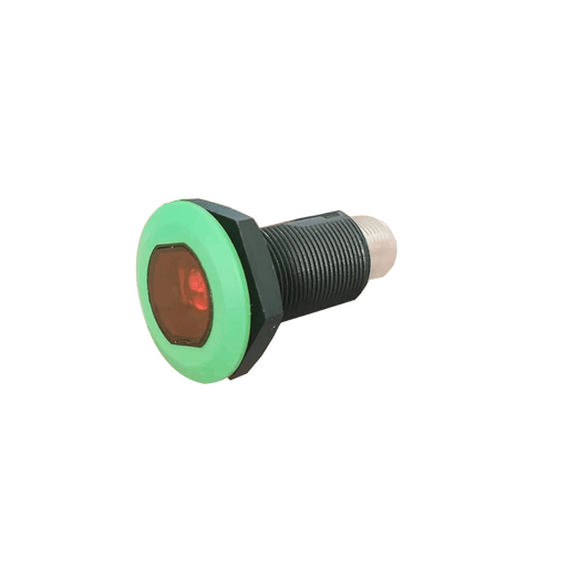 Photoelectric Sensor, OG18-Series, Diffused with fixed BGS, Red beam, Operating range 50 mm, PNP, L.O + D.O, 10…30V DC, -25…55°C, Switching frequency 400 Hz, IP67, M12 4-pin connector