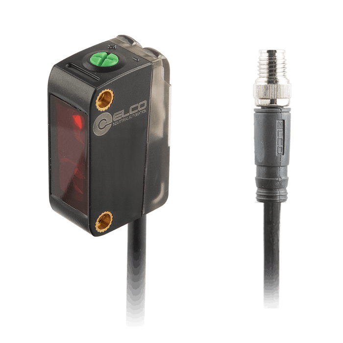 Photoelectric Sensor, OS10S-Series, Diffused with BGS, Red beam, Operating range 6...350 mm, NPN, L.O / D.O, 10…30V DC, -20…60°C, Switching frequency 400 Hz, IP67, 0.3 m + M8 4-pin connector