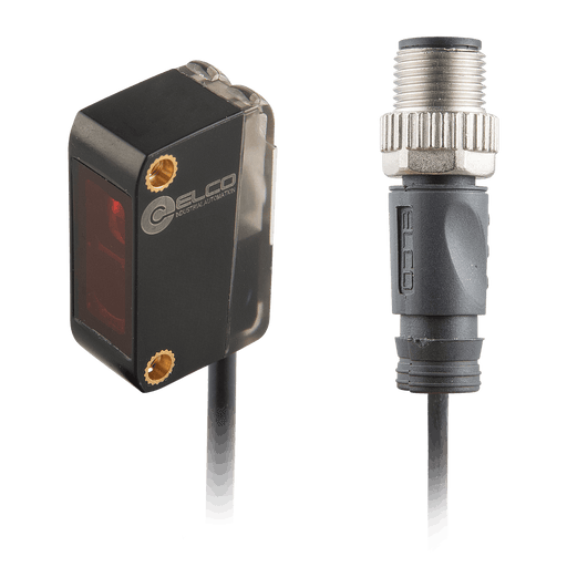 Photoelectric Sensor, OS10S-Series, Diffuse reflective vitreous body detect, Red beam, Operating range 100 mm, NPN, L.O / D.O, 10…30V DC, -20…60°C, Switching frequency 200 Hz, IP67, 0.3 m + M12 4-pin connector