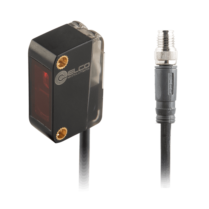 Photoelectric Sensor, OS10S-Series, Diffuse reflective vitreous body detect, Red beam, Operating range 100 mm, PNP, L.O / D.O, 10…30V DC, -20…60°C, Switching frequency 200 Hz, IP67, 0.3 m + M8 4-pin connector