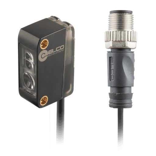 Photoelectric Sensor, OS10S-Series, Diffused with BGS, Infrared laser + red beam indicator, Operating range 50...1500 mm, Teach Button, PNP, L.O / D.O, 10…30V DC, -20…60°C, Switching frequency 30 Hz, IP67, 0.3 m + M12 4-pin connector