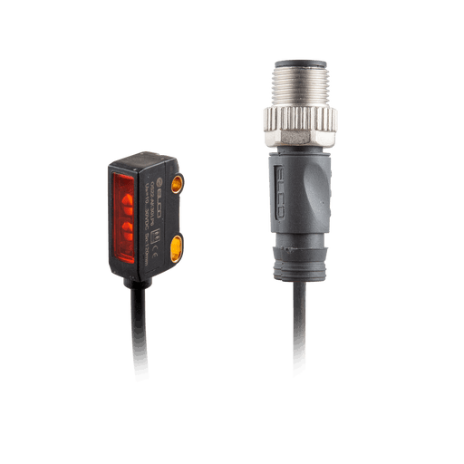 Photoelectric Sensor, OS22-Series, Opposed, Receiver, Red beam, Operating range 1 m, NPN, L.O, 10…30V DC, -10…50°C, Switching frequency 800 Hz, IP67, 0.3 m cable + M12 4-pin connector