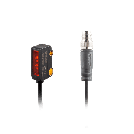 Photoelectric Sensor, OS22-Series, Opposed, Receiver, Red beam, Operating range 1 m, NPN, L.O, 10…30V DC, -10…50°C, Switching frequency 800 Hz, IP67, 0.3 m cable + M8 4-pin connector