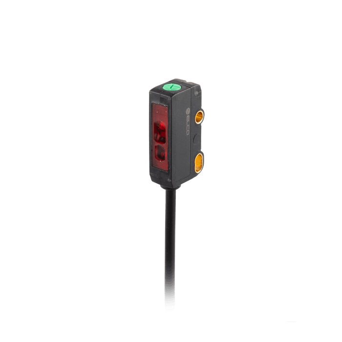 Photoelectric Sensor, OS22-Series, Diffused with BGS, Red beam, Operating range 10...120 mm, NPN, D.O, 10…30V DC, -10…50°C, Switching frequency 200 Hz, IP67, Cable 2 m
