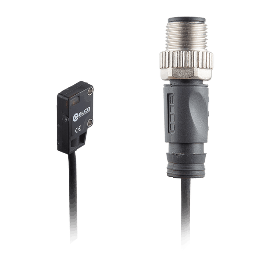 Photoelectric Sensor, OS4B-Series, Side-Opposed, Receiver, Red beam, Operating range 1 m, PNP, D.O, 10…30V DC, -10…55°C, Switching frequency 800 Hz, IP67, 0.3 m cable + M12 4-pin connector