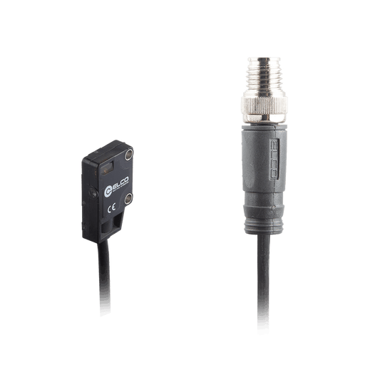 Photoelectric Sensor, OS4B-Series, Side-Opposed, Receiver, Red beam, Operating range 1 m, NPN, D.O, 10…30V DC, -10…55°C, Switching frequency 800 Hz, IP67, 0.3 m cable + M8 4-pin connector